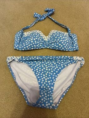Lilly Pulitzer Blue and White Polka Dot Bikini Bottoms